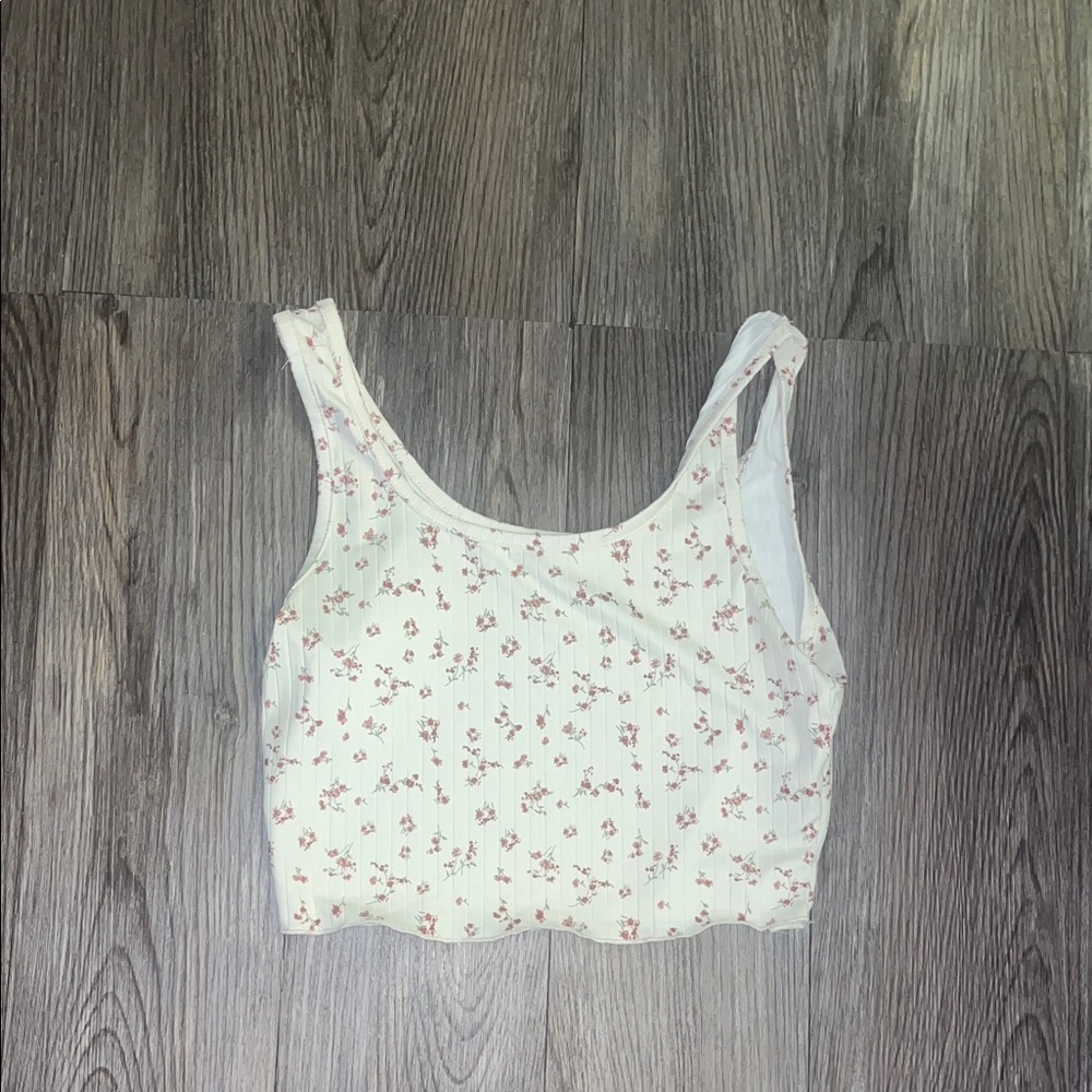 SHEIN White and Pink Floral Tank Top - Picture 1 of 1